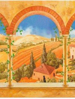 Artland Wandbild Drei Torbögen mit Blick in die Toskana, Fensterblick (1 St), als Leinwandbild, Wandaufkleber in verschied. Größen