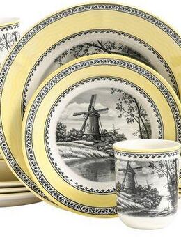 CreaTable Kombiservice Windmühle Gelb, Kombi-Service 16-tlg (16-tlg), 4 Personen, Steingut, Traditionell, Nostalgie