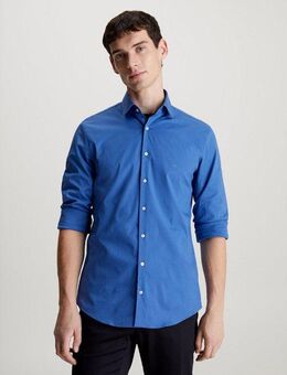 Calvin Klein Businesshemd POPLIN STRETCH SLIM SHIRT mit Kentkragen, Logoprint auf Brusthöhe