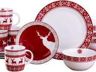 Retsch Arzberg Kombiservice Geschirr-Set, Service Nordic Reindeer, Winter, Advent, Weihnachten (16-tlg), 4 Personen, Porzellan, Rentier-Design, 16 Teile, für 4 Personen