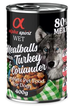 alpha spirit Dog Meatballs 6 x 400 g - Truthahn & Koriander
