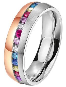 DOOSTI Trauring Schmuck Geschenk Edelstahl Trauring Ehering Partnerring LIEBE, wahlweise mit oder ohne Zirkonia