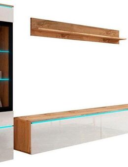 INOSIGN Wohnwand VERA II, Vitrinen Türanschlag wechselbar, (Komplett-Set, 4-St), Mediawand 260 cm, Vitrine mit Verglasung, stehend und hängend