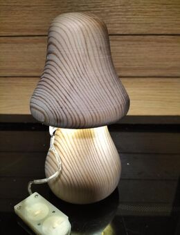 Holz-Pilz gedrechselt Led Beleuchtung Herbstdeko Pilzlampe - Norden