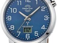 MASTER TIME Funkuhr Basic MTGA-10493-32L, Armbanduhr, Quarzuhr, Herrenuhr, Datum, Leuchtzeiger, Lederarmband