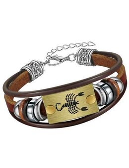 Firetti Armband Schmuck Geschenk Armschmuck Armkette Edelstein Sternzeichen, Made in Germany - mit Hämatit - mit Holzimitat