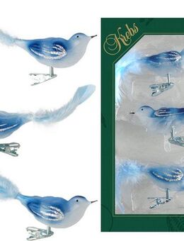 Krebs Glas Lauscha Weihnachtsbaumklammer CBK80872, Weihnachtsdeko, Christbaumschmuck (3-tlg), Glasvogel