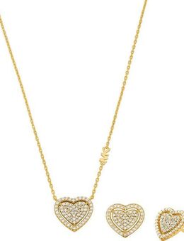 MICHAEL KORS Ohrring und Ketten Set Mulitpack Schmuck Silber 925 Premium Kors Love Herz (Set, 3-tlg), mit Zirkonia (synth)