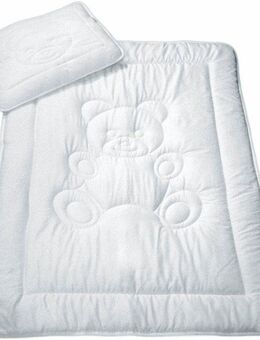 MESANA Kinderbettdecke + Kopfkissen Bär, 2-tlg, Füllung: silikonisierte Hohlfaser (Bettdecke), Bezug: Polyester, Decke mit Kissen, 100x135cm, Kissen 40x60 cm