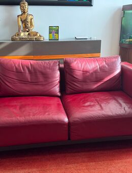 Rolf Benz Designer Couch – Rot, 2-Sitzer, Drehbare Sitzflächen - Essen