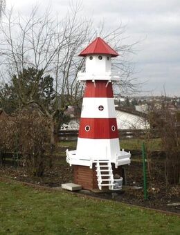 Leuchtturm XXL 3,70 m mit elektronischer Beleuchtung aus Kiefernholz Gartendeko - Hergisdorf