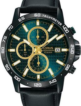 LORUS Chronograph Sport RM319GX9, Armbanduhr, Quarzuhr, Herrenuhr, Stoppfunktion, Datum, Lederarmband
