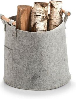Zeller Present Aufbewahrungskorb Aufbewahrungskorb, Filz/Holz, grau (1 St), mit Holzelementen