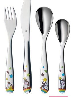 WMF Kinderbesteck Einhorn (4-tlg), 1 Personen, Cromargan® Edelstahl Rostfrei 18/10, ab 3 Jahren, hygienisch, säurefest