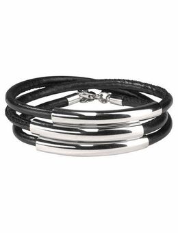 Firetti Wickelarmband schwarzes Armband zum Wickeln mit Naht und 3 Metallelementen