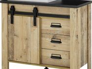 Home affaire Waschtisch SHERWOOD (1-St), Holz, Scheunentorbeschlag und Apothekergriffe aus Metall, Höhe 91 cm