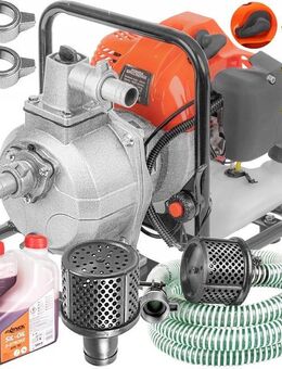 #SALE# Hochleistung Benzin Wasserpumpe 300l/min XXL Starter Set mit Saugschlauch - Wuppertal