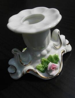Porzellan Kerzenleuchter Deko Kerzenhalter Kerzenständer Leuchter Relief mit Rosen Goldrand 3,- - Flensburg