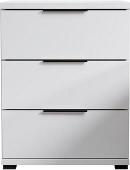 Schlafkontor Nachtkommode Smilla Nachttisch, Nachtkonsole mit Schubkästen, Korpus melaminbeschichtet, silberfarbige oder schwarze Griffe