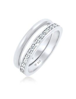 Elli Solitärring Kristalle Memoire Bandring Basic (2 tlg) 925 Sterling Silber