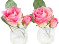 Kunstblume Rose im Glas, Botanic-Haus, Höhe 14 cm