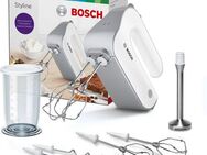 BOSCH Handmixer Styline MFQ4075DE, 2x Rührbesen, Knethaken Edelst., Mixfuß, weiß, 550 W, 5 Stufen, Turbotaste, Mixbecher, Made in Europe