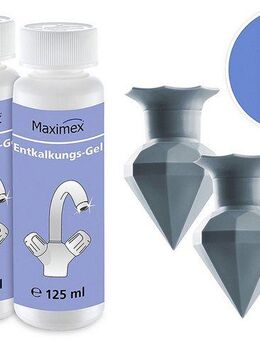 Maximex Reinigungs-Set Entkalkungsgel und Diamond Clean Silikon-Entkalker, für Wasserhähne, Armaturen, Glaskeramikfelder, je 125 ml, Zitrusduft