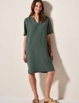 CECIL Sommerkleid Splitneck, mit Leinen