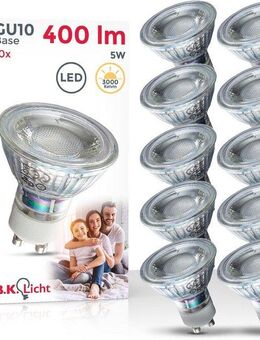 B.K.Licht LED-Leuchtmittel, GU10, 10 St., Warmweiß, LED Lampe Glüh-Birne Reflektor-Form 5W 400 Lumen 3000K warmweiss