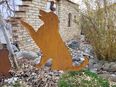 Hund Golden Retriever Pfote gebend Metall Edelrost Gartendeko in 87647