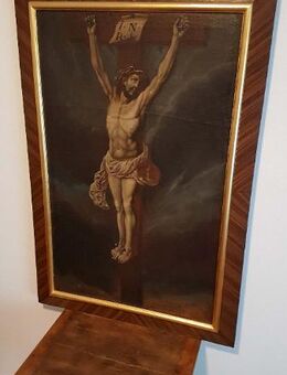 Ölgemälde Kirche Kapelle Andacht Kreuzigung Christi Altar 18 Jhdt. Antik Jesus Kruzifix Kreuz - Nürnberg