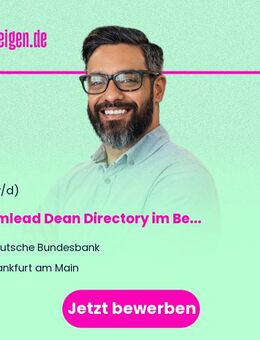 Teamlead Dean Directory (m/w/d) im Bereich Digitaler Euro - Frankfurt (Main)