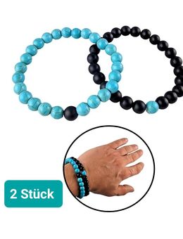 2 Stück Perlenoptik Armband Türkis Blau und Schwarz Frauen Herren Partner Modeschmuck Armreif 14,90 €* - Villingen-Schwenningen