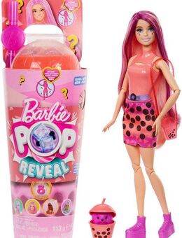 Barbie Anziehpuppe Pop Reveal Bubble Tea Serie mit duftender Mango-Mochi-Modepuppe, mit Farbwechseleffekten