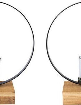 Creativ deco Teelichthalter (2 St), auf edlem Holzfuß, 2er Set, Höhe ca. 23 cm