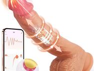 Klassische Dildo für Frauen Leise - 8 Teleskop und Vibrationen mit stoßfunktion, 22cm Vibrator Groß Anal Dildos XXL Penis G-Punkt Vibratoren mit Saugnapf Sexspielzeug Eichel 360° Rotierender - Ennigerloh