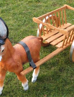 Esel klein mit Wagen in braun oder grau NEU Dekofigur Gartendeko - Hergisdorf