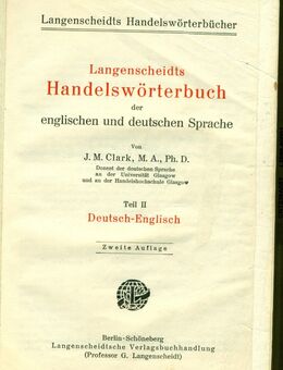 Langenscheidt Handelswörterbuch der englisch/deutsch Sprache 1930 - Hamburg Wandsbek