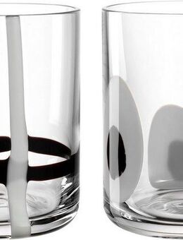 LEONARDO Gläser-Set Trinkglas BANDA NERA, 300 ml, 2er-Set, Glas, mit weißen und schwarzen Dekor