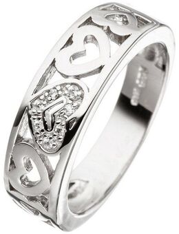 JOBO Silberring Herzen, 925 Silber mit 7 Zirkonia