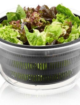 GEFU Salatschleuder 4-IN-1, Schleuder für Salat aus Kunststoff, inkl. Frischhaltedeckel, die Schüssel kann zum Servieren verwendet werden