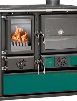 Festbrennstoffherd Heathus Küchenofen »Cook Premium« Green Pepper, 8,8 kW, Zeitbrand, Ofenherd zum Heizen, Kochen & Backen
