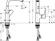 hansgrohe Waschtischarmatur Metris 23cm, mit Push-Open Ablaufgarnitur, chrom