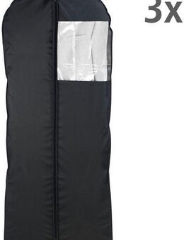 WENKO Kleidersack Modell Deep Black (Set, 3 St) 60 x 150 cm, abwaschbar, mit Reißverschluss & Sichtfenster