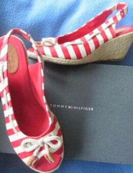 NEU * Maritim * Sailor * Marine * Navy- Style * Keilabsatz * Wedges * Sling * Sandaletten * Sandalen * Schuhe "TOMMY HILFIGER" Gr. 37/ 4 * rot * weiß * - Riedlingen
