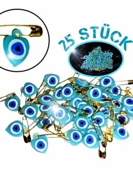 25x Nazar Boncuk Herz mit Goldfarbene Sicherheitsnadel Türkis Blaues Auge Blick 9,90 €* - Villingen-Schwenningen
