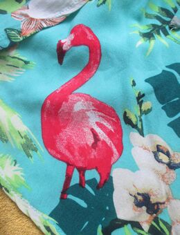 NEU * Hawai * Blumen * Blüten * Flower * Flamingos * Kurz * Short * Off Shoulder * Schulterfrei * Carmen * Bustier * Einteiler * Anzug * Overall * Jumpsuit * Gr. 36- 38/ S * smaragd- grün * bunt * - Riedlingen