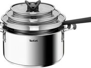 Tefal Topf-Set G7376S Opti'Space, Edelstahl (Set, 6-tlg., Stielkasserolle 16 cm, Kochtopf 20/24 cm, je mit Deckel), Thermo-Fusion-Boden, für alle Herdarten inkl. Induktion