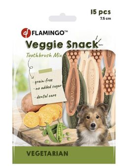 Flamingo Veggie Zahnbürste Mix - 120 g (15 Stück, 7,5 cm)