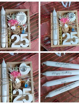 Geschenk Set Kerze Geburtstag Zahlen Herzlichen Glückwunsch Konfetti Kerzenständer - Rheinbach